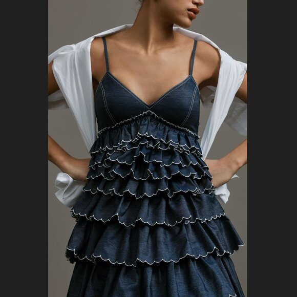 Anthropologie Denim Blue Maxi Dress - Picture 3 of 10